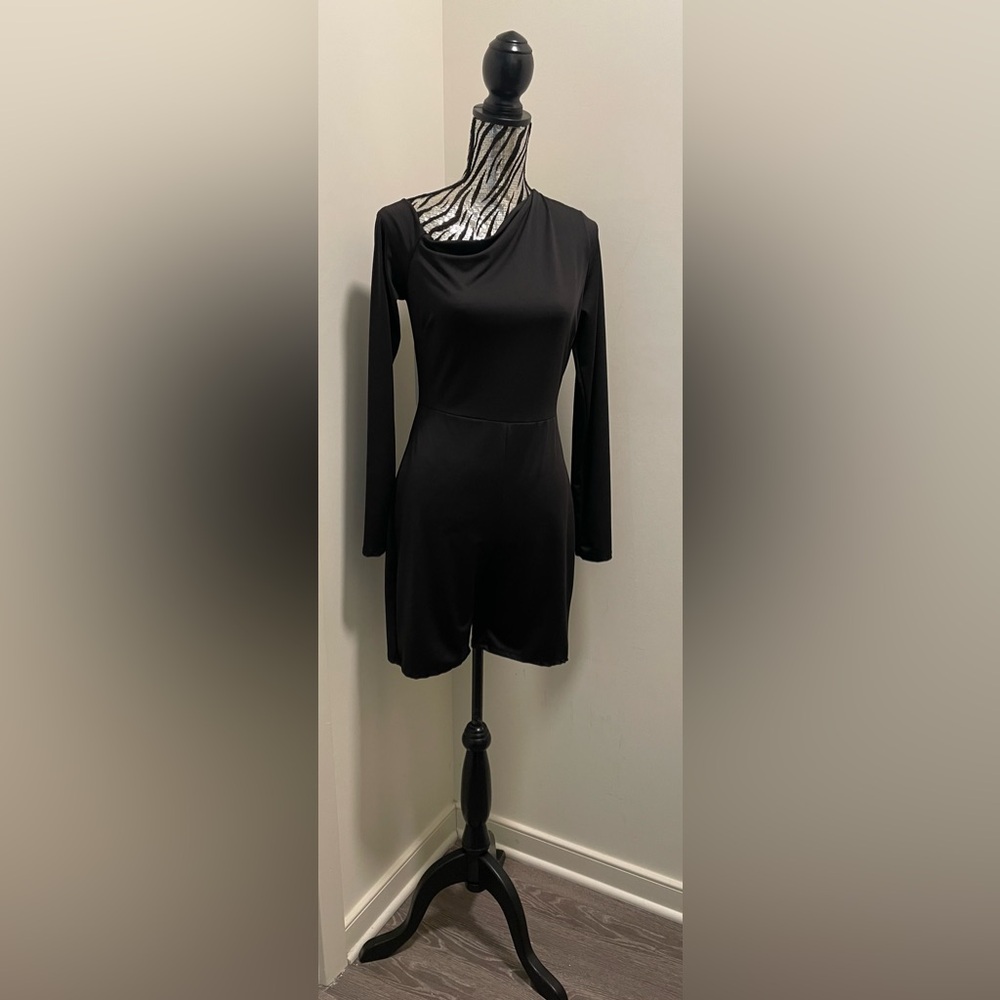 Fashion Nova Black Shorts Romper Long Sleeve One Size Fits Most
